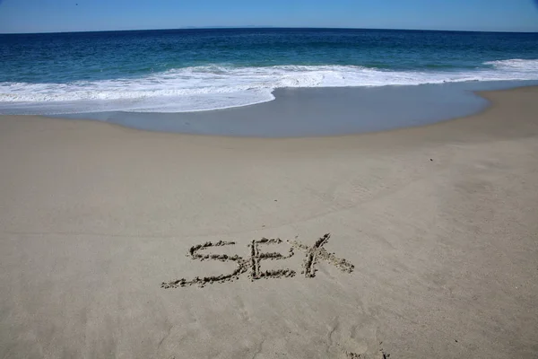 Sex Beach Written Sand Beach Message Handwritten Smooth Sand Beach Stock Photo By Mikeledray