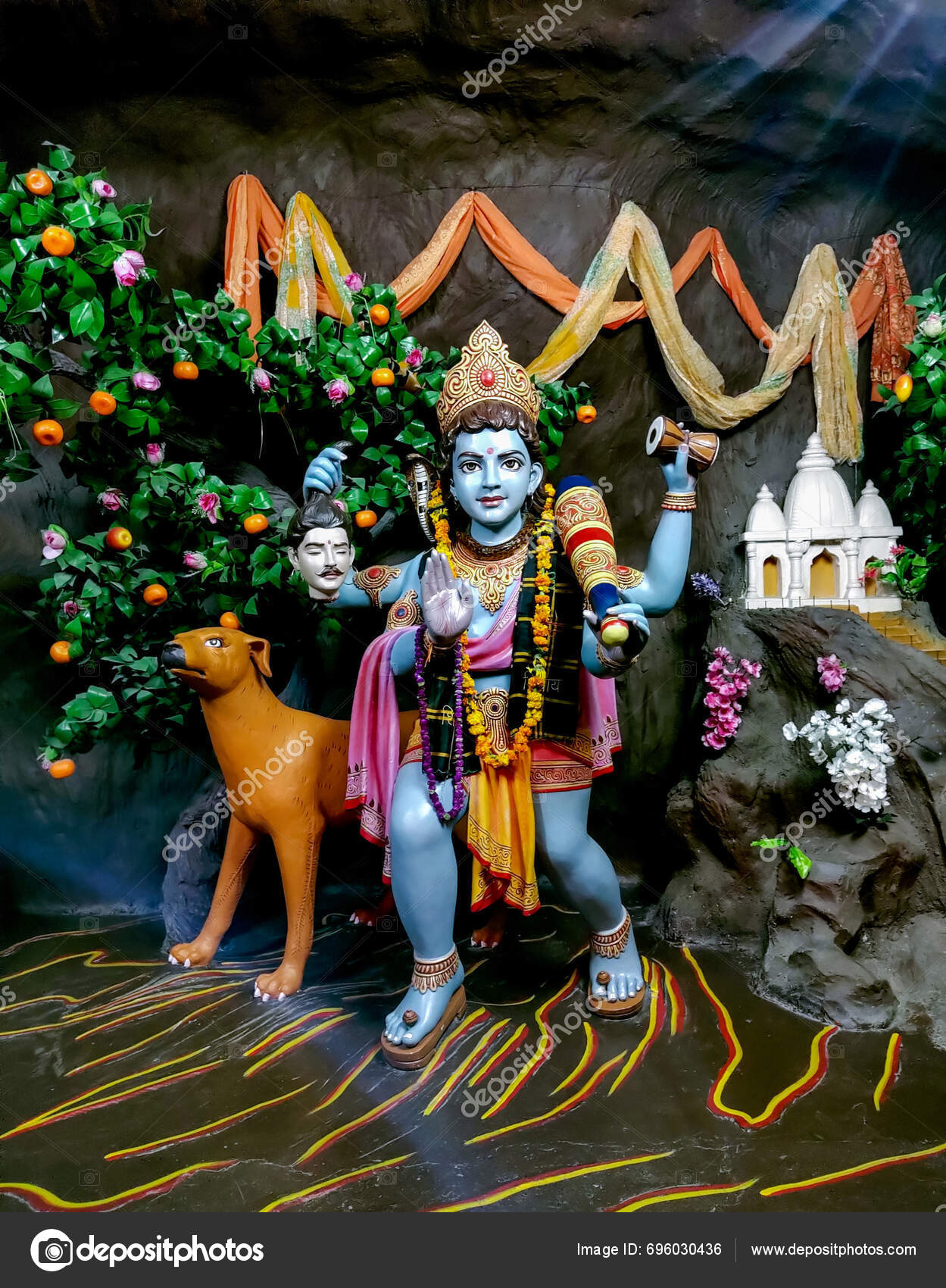 Staty Bhairav Baba Indiantempel Vid Mata Vaishno Devi Tempel Vrindavan