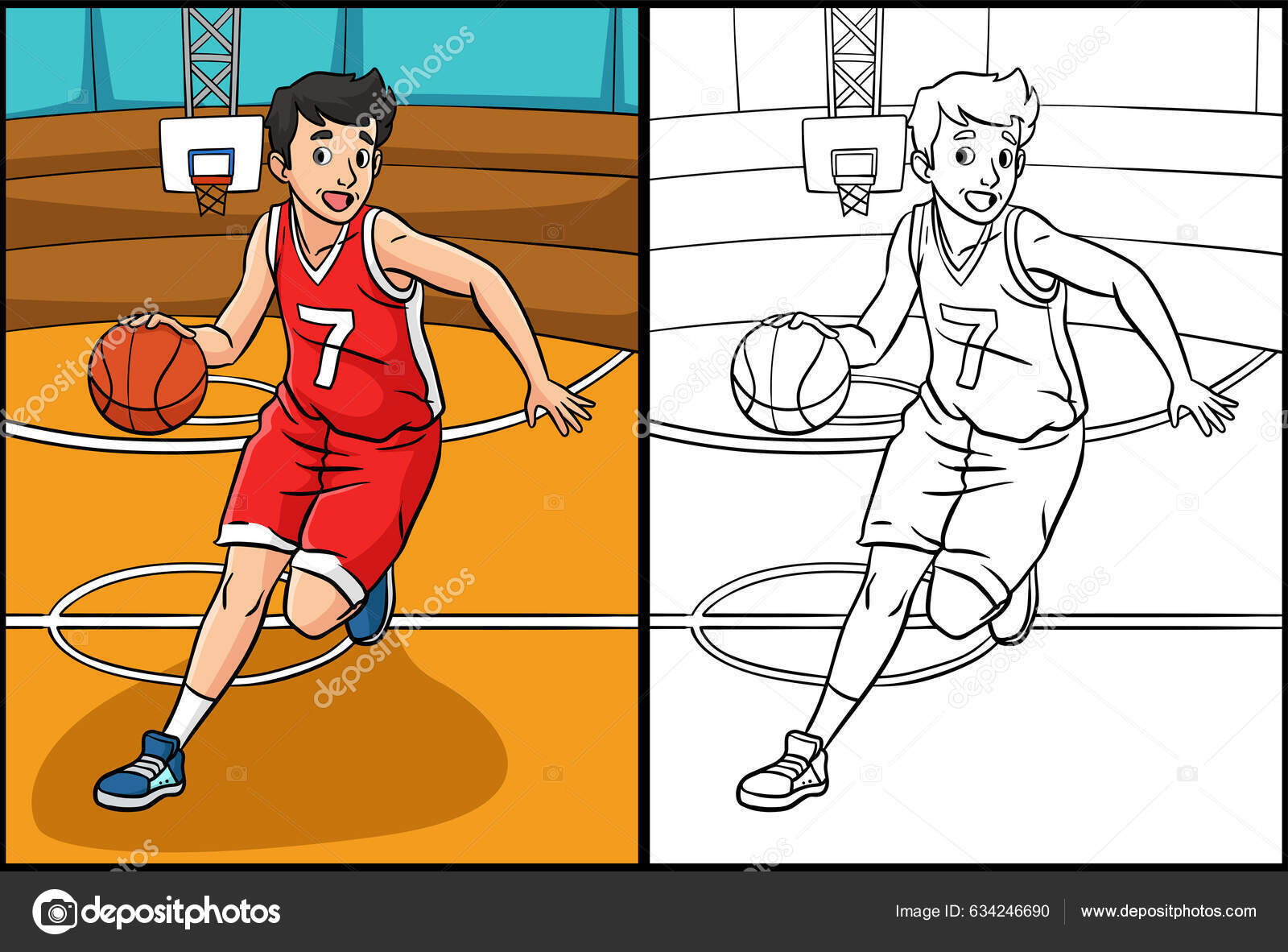 Esta P Gina Para Colorear Muestra Baloncesto Lado Esta Ilustraci N