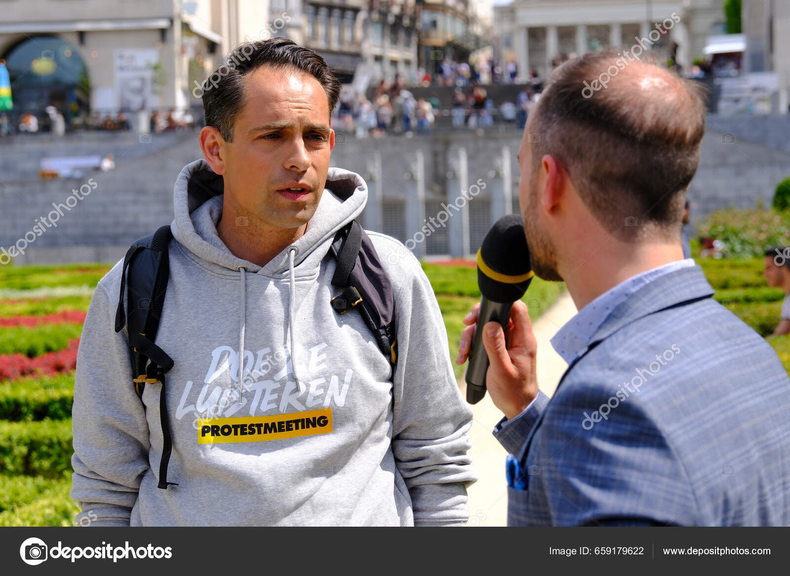 Vlaams Belang Chairman Tom Van Grieken Arrives Protest Meeting Flemish