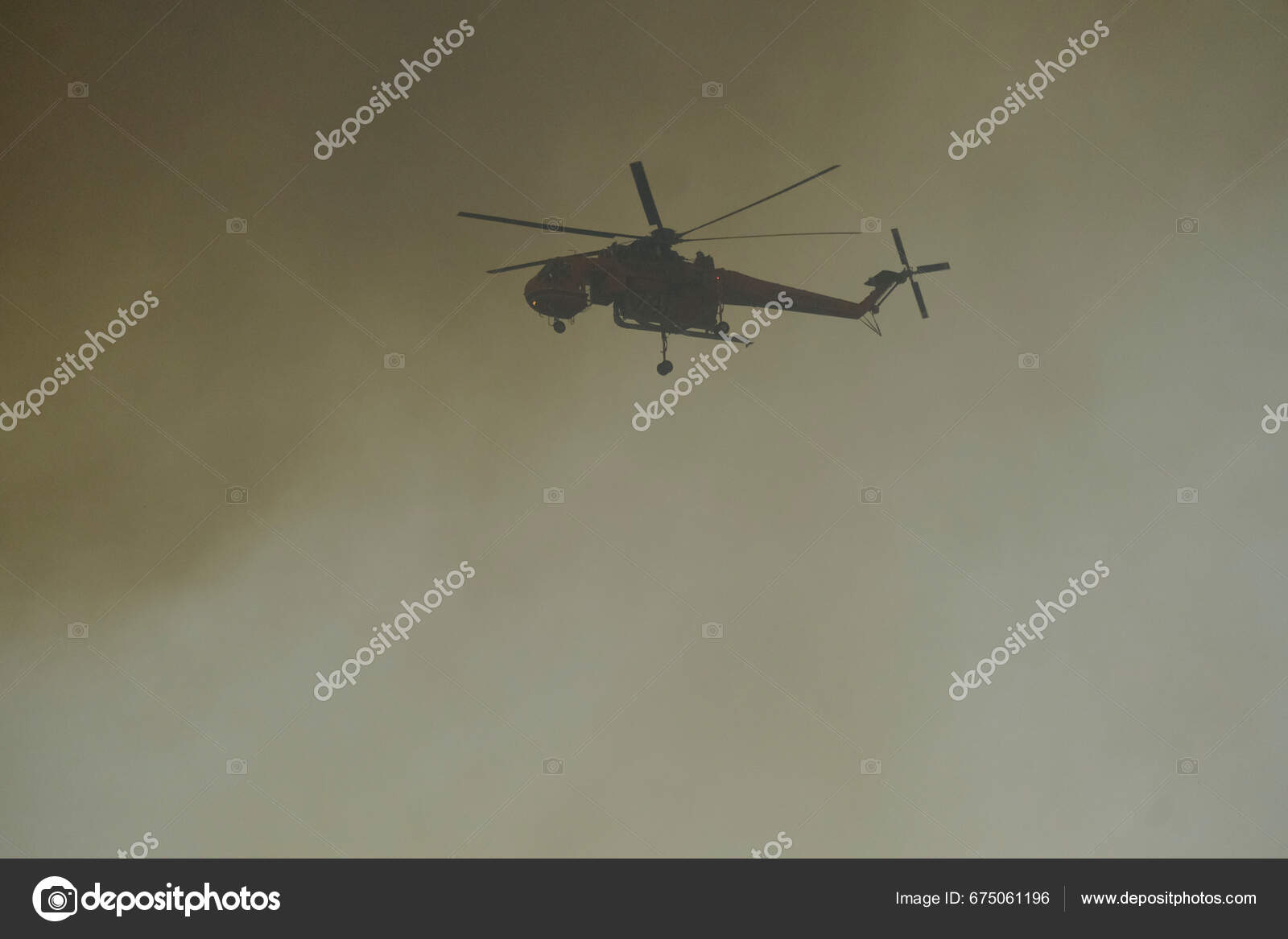 Sikorsky Skycrane Helicopter Extinguish Wildfire Suburb Athens Greece