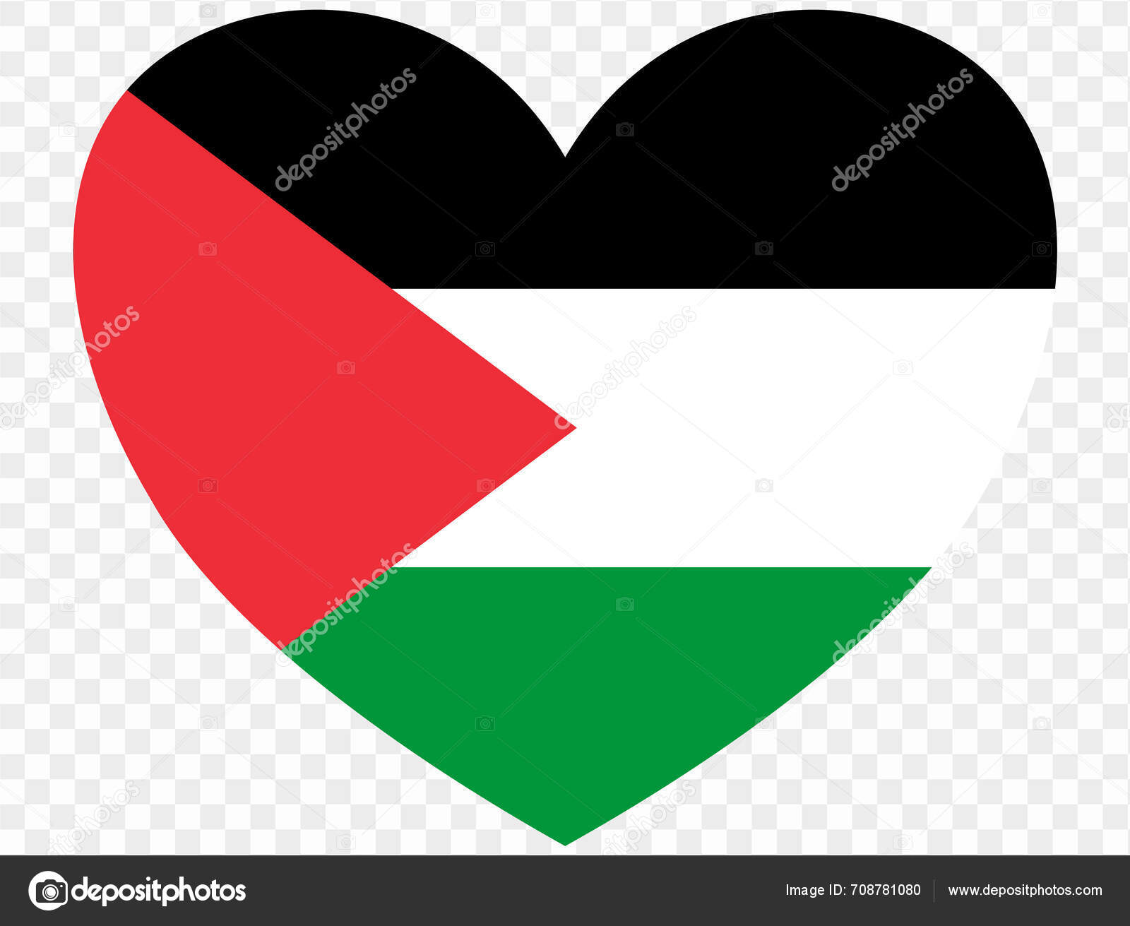 Bandera Palestina Forma Coraz N Aislada Sobre Fondo Transparente