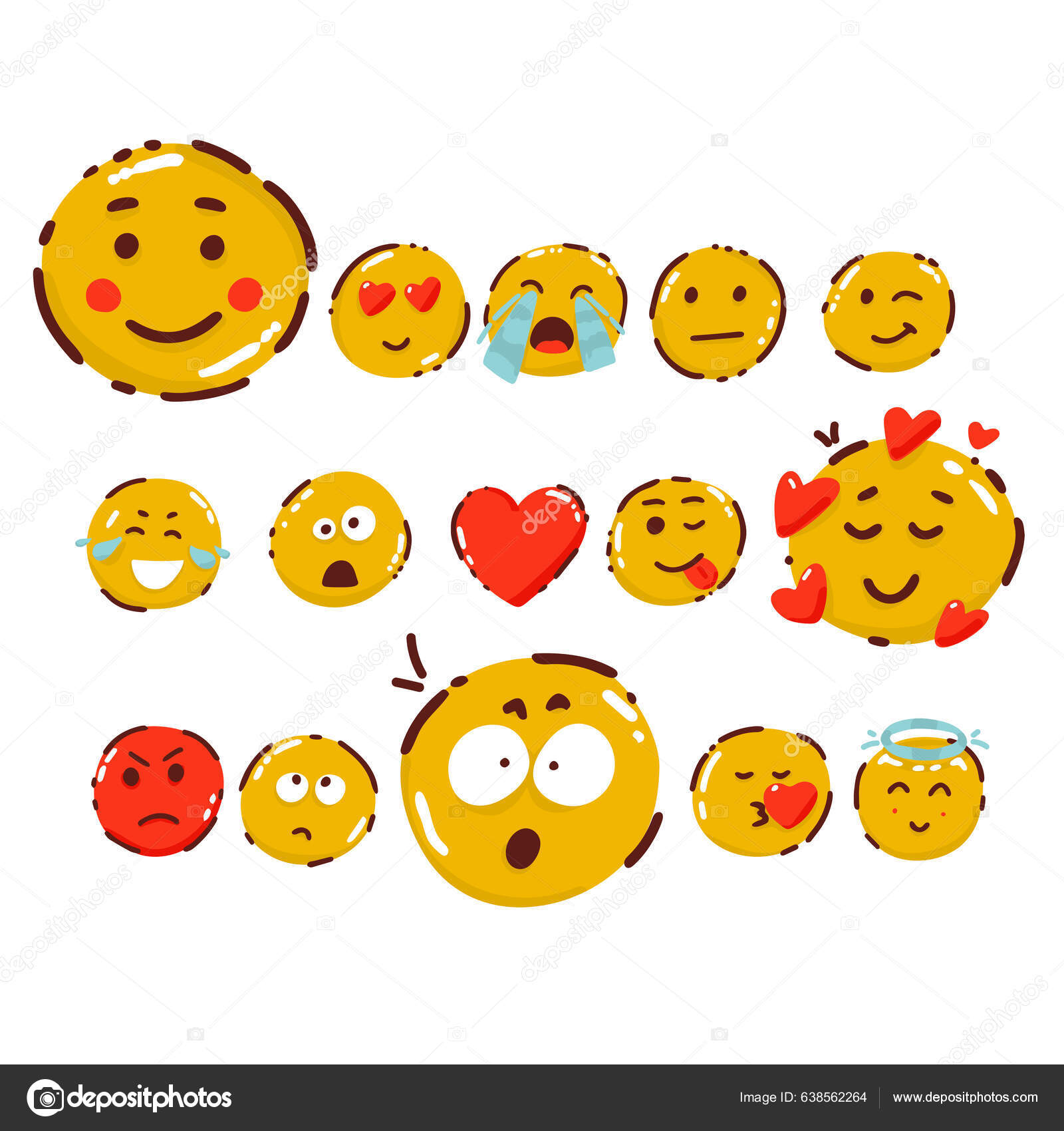 Mini Conjunto Iconos Emoticones Sonrisa Conjunto Emoji Dibujos Animados