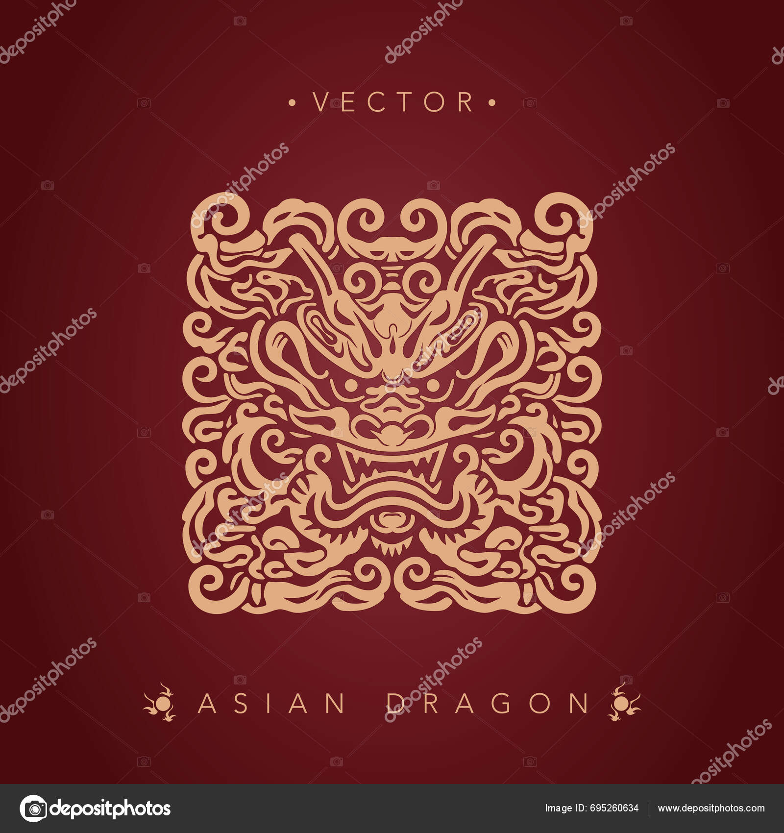 Asian Dragon Chinese Dragon Totem Pattern Stock Vector By Kitoul 695260634