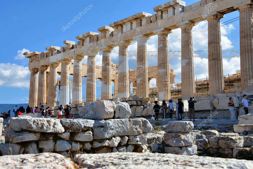 Atenas Grecia 18 De Octubre De 2021 Antiguas Ruinas Griegas De La