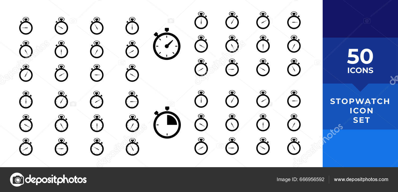 Timer Icon Set Stopwatch Timer Collection Timer Clock Symbol Countdown