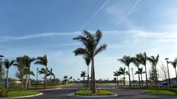 佛罗里达州赤脚海滩大道居民社区 带有豪宅和热带气候下的地产住宅 — 图库视频影像