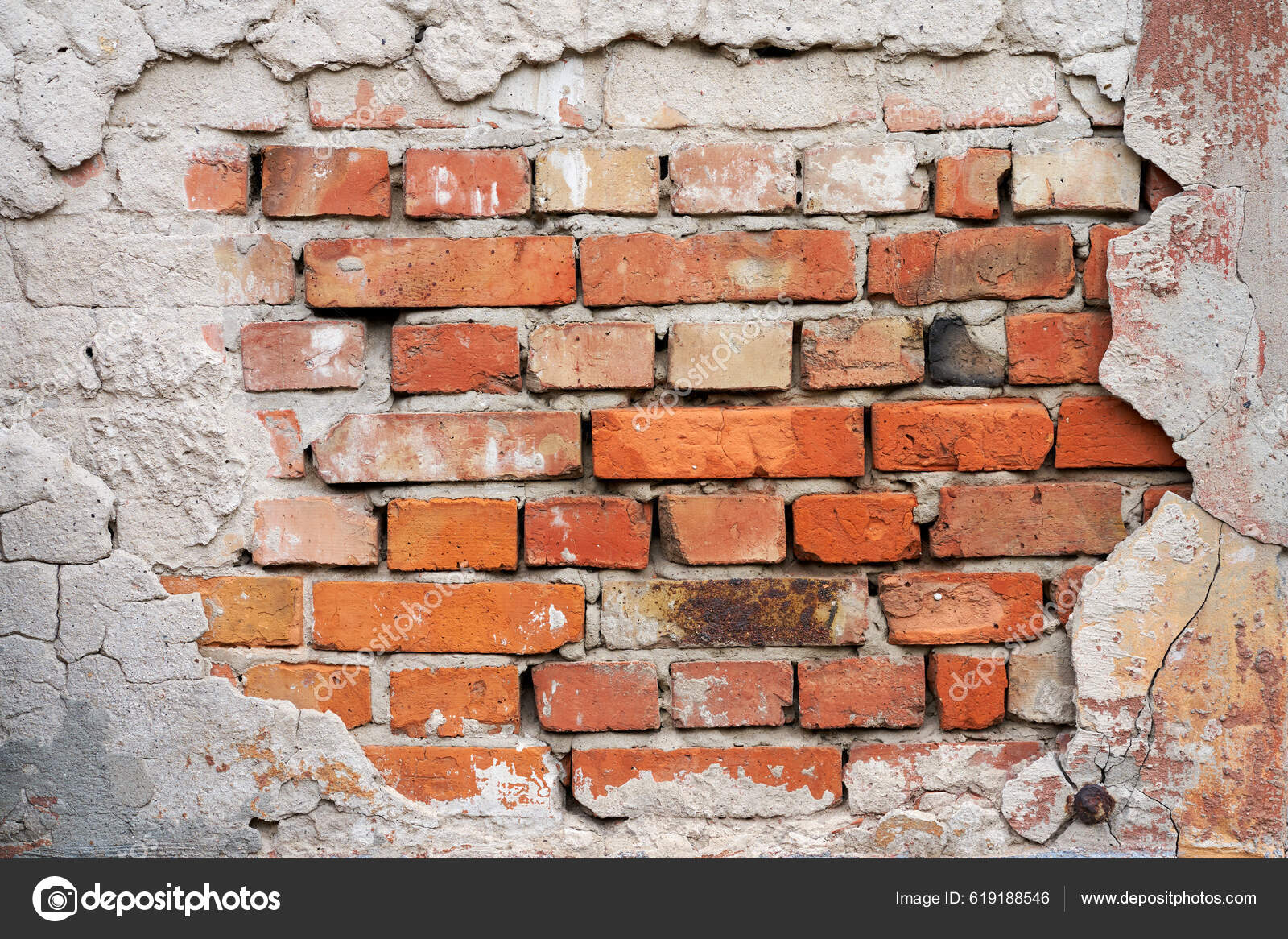 Zidul Vechi Cărămidă Roşie Tencuiala Decojită Perete ⬇ Fotografie de stoc,  imagine realizată de © Kukota #619188546