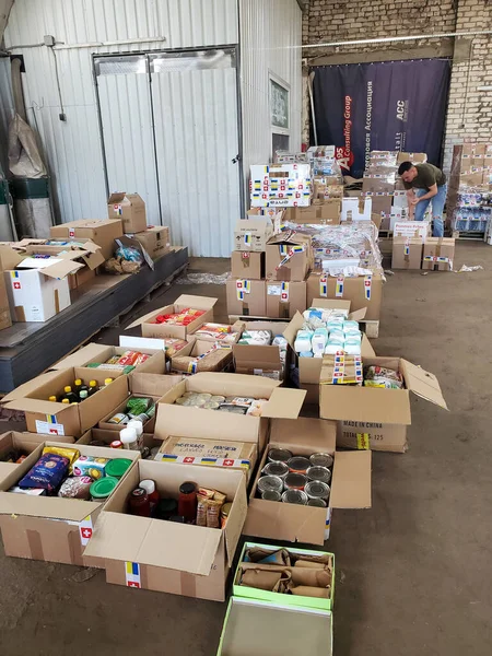 Ajuda Humanitária Alimentar Para Ucrânia Classificada Parcelas Antes Enviar Para — Fotografia de Stock