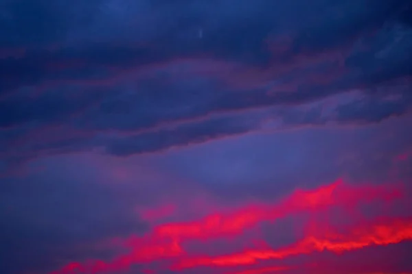 Fiery Summer Sunset Landscape Orange Sun Dark Blue Sky — Stock Photo, Image