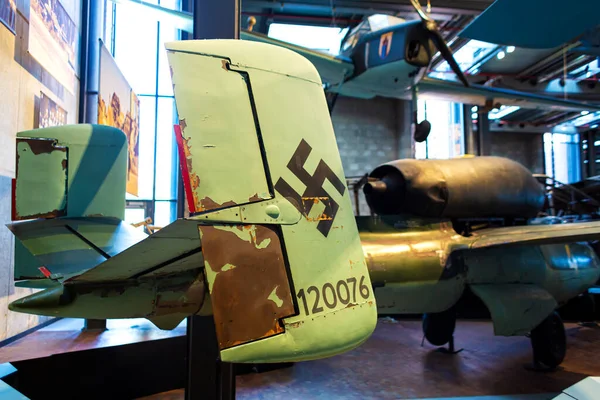 Interior Aviation Museum Berlin Exhibition Aircraft World War Berlin Germany — Stock Photo, Image