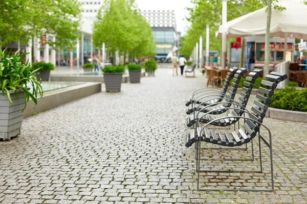 stock image minimalist benches for relaxing in the alley of the city.