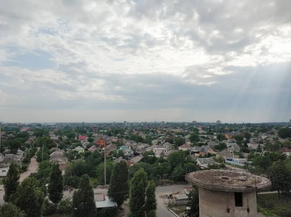 Вид Ландшафт Даху Багатоповерхового Будинку Міського Району — стокове фото