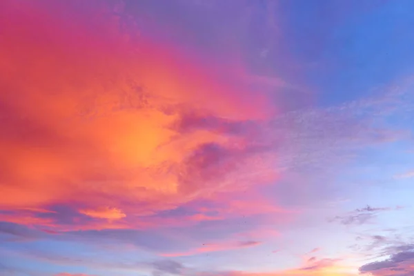 Incroyable Coucher Soleil Rouge Nuages Contre Ciel Bleu — Photo