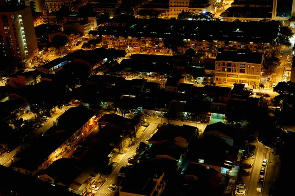 Bir Gece Şehri Manzarası Büyük Bir Şehir Panoramasının Gece Aydınlanması — Stok fotoğraf