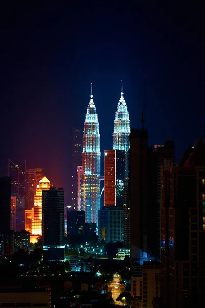 Nachtmagestische Stadtlandschaft Moderne Großstadt Kuala Lumpur Malaysia 2020 — Stockfoto