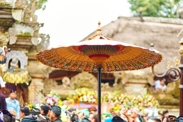 Rite of cremation of the royal family on the island of Bali. Topla people carry the throne with the members of the royal family.