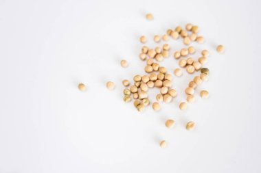 Flat lay microgreen seeds on white background.