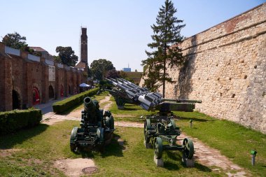 Old military cannons in the Kalemegdan Park in Belgrade. Belgrade, Serbia - 08.26.2022