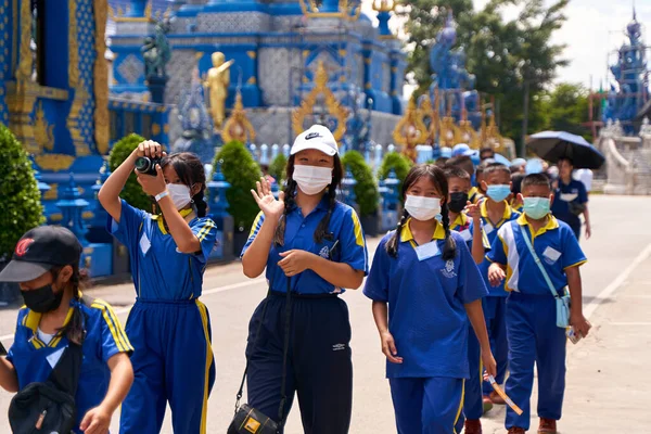 Objevování Thajské Kultury Školní Výlet Tradičního Chrámu Chiang Rai Thajsko — Stock fotografie
