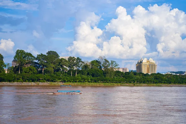 Mekong Nehri Nin Manzarası Altın Üçgen Olarak Bilinen Ülkenin Kesiştiği — Stok fotoğraf