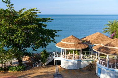 Landscape of the sea bay view from the resort. Holiday in Thailand.