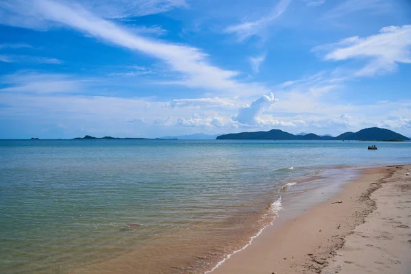 View Sandy Beach Silhouettes Islands Sea Beautiful Beach Thailand — Stok fotoğraf