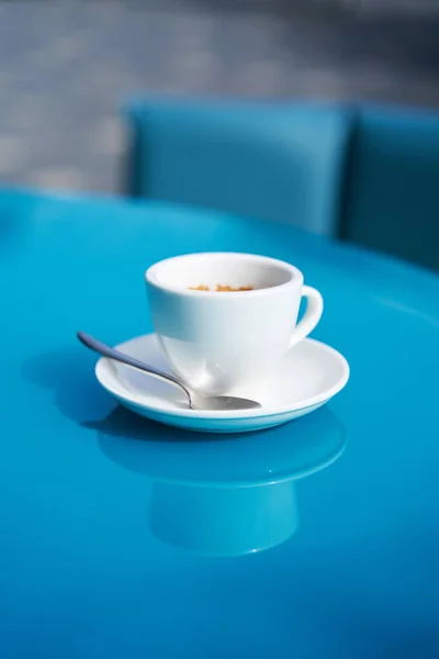 Перерыв Кофе Голубой Наслаждайтесь Моментом Спокойствия Теплой Чашкой Кофе — стоковое фото
