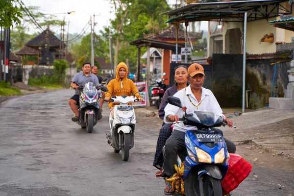 Person Motorcycle Rides Scenic Asphalt Road Asia Bali Indonesia 2022 Royalty Free Stock Photos