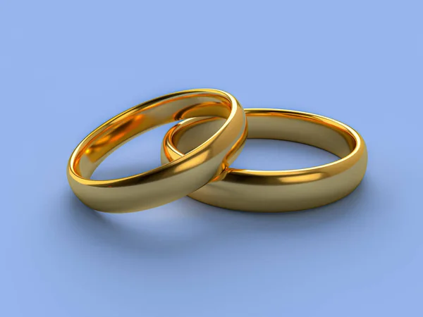 Ilustração Dois Anéis Ouro Casamento Conceitos Unidade Renderização — Fotografia de Stock