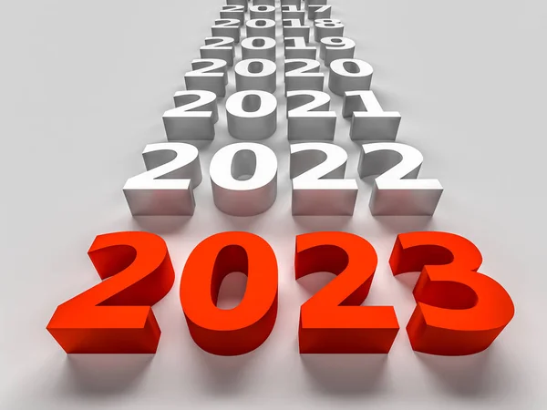 Número Rojo Nuevo 2023 Año Cerca Los Viejos Años Renderizado — Foto de Stock