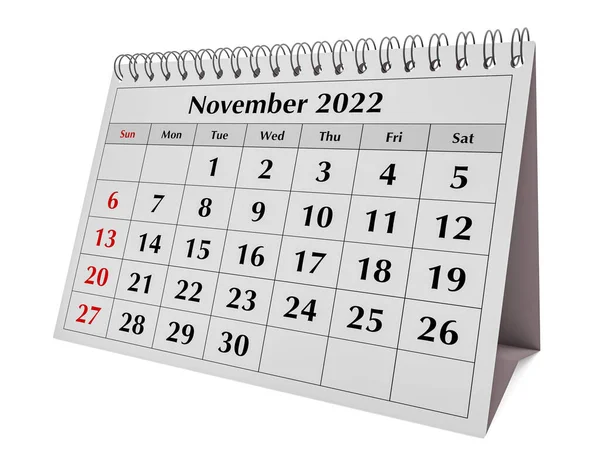 Sida Den Årliga Business Desk Månatliga Kalendern Datum Månad November — Stockfoto