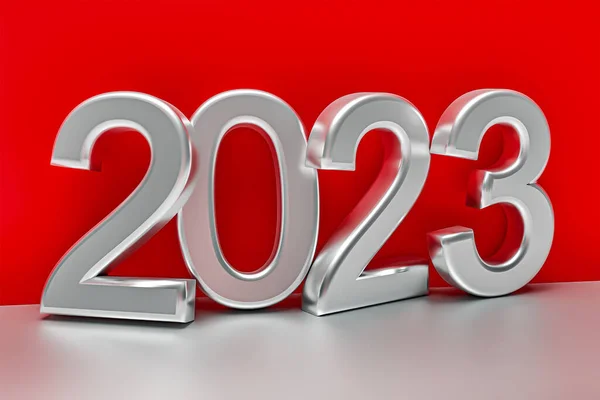红色的新年概念 2023号3D渲染 — 图库照片