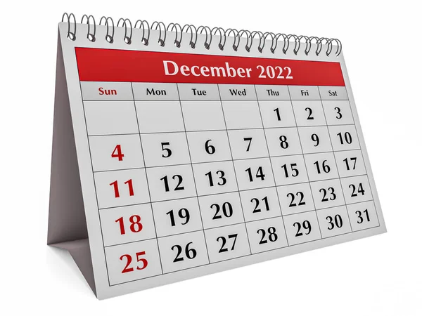 One Page Annual Business Desk Monthly Calendar Date Month December — Stock Photo, Image
