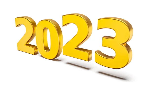 New Year Holiday Concept Golden Colors Number 2023 Rendering — 图库照片