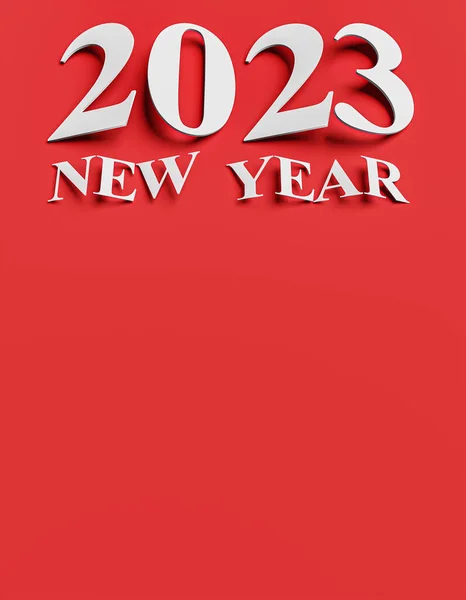 Conceito Ano Novo Números Inclinados 2023 Com Fundo Vermelho Branco — Fotografia de Stock