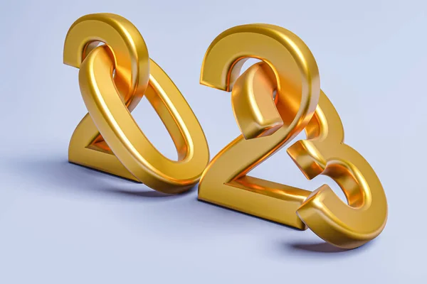 New Year Holiday Concept Golden Colors Number 2023 Rendering — Foto Stock
