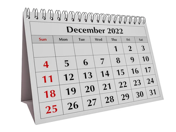 Eine Seite Des Jährlichen Business Desk Monatskalenders Datum Monat Dezember — Stockfoto