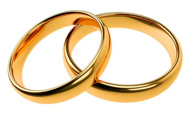 Illustration of two wedding gold rings isolated. Unity concepts
