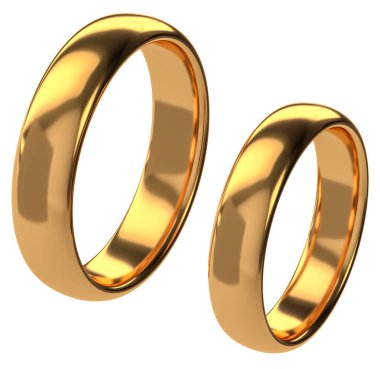 Illustration of two wedding gold rings isolated. Unity concepts