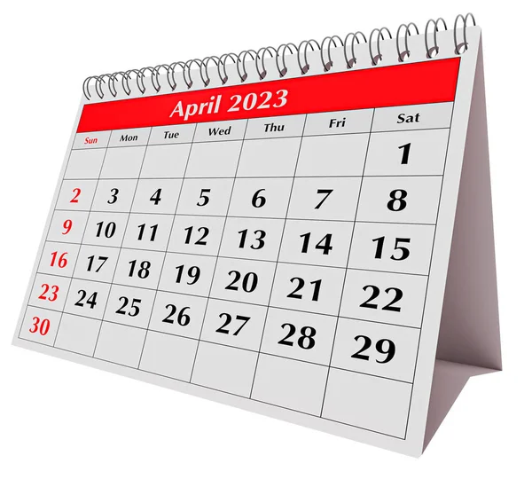 Seite Des Jährlichen Business Desk Monatskalenders Isoliert Datum Monat April — Stockfoto