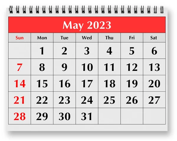 stock image One page of the annual monthly calendar - May 2023