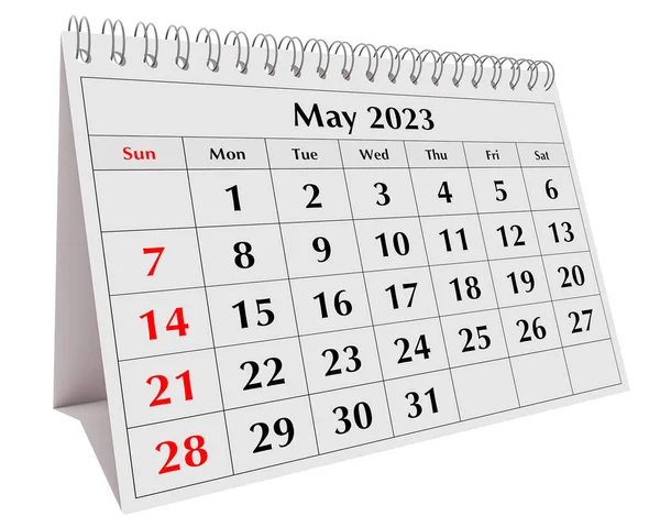 Strona Rocznego Kalendarza Miesięcznego Biura Odosobnieniu Data Miesiąc Maj 2023 — Zdjęcie stockowe