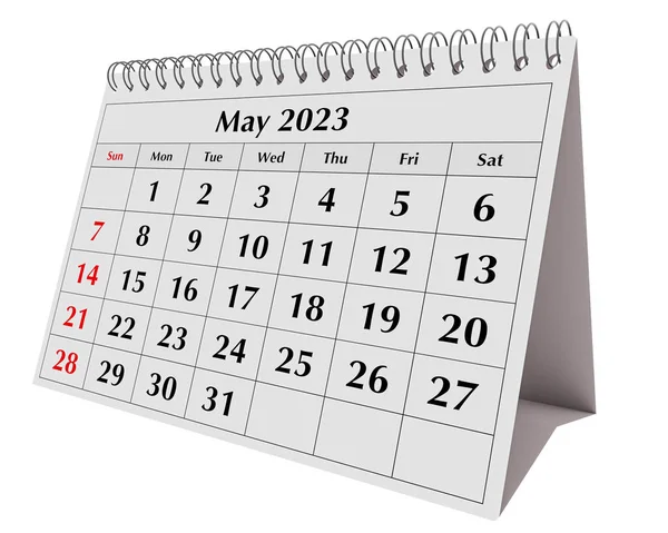 Página Mesa Negócios Anual Calendário Mensal Isolado Data Mês Maio — Fotografia de Stock