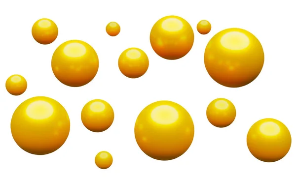 Gele Ballen Cirkelvorm Geïsoleerd Witte Achtergrond Destructie — Stockfoto