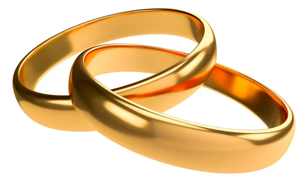 Ilustração Dois Anéis Ouro Casamento Isolados Fundo Branco Conceitos Unidade — Fotografia de Stock