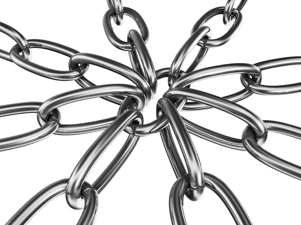Strained Chains Metal Security Power Concept Isolated White Background — Stock Photo, Image