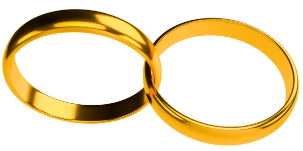 Ilustração Dois Anéis Ouro Casamento Isolados Fundo Branco Conceitos Unidade — Fotografia de Stock