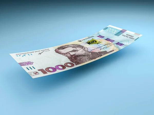 Українська Гривня Гривня Гривня Летять 1000 Банкнот Фінансова Концепція — стокове фото