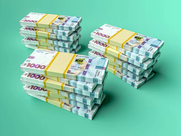 Pila Moneta Ucraina Grivna Grivna Hryvna Con 1000 Banconote Concetto — Foto Stock
